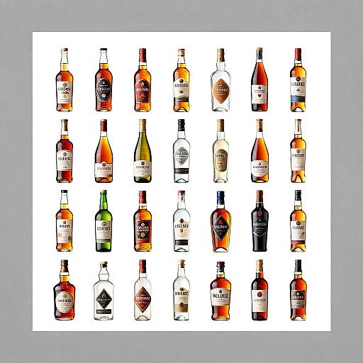 Colorful Liquor Bottle Grid Collage