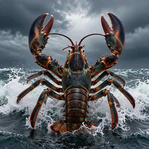 Giant Lobster Monster Emerging from Ocean