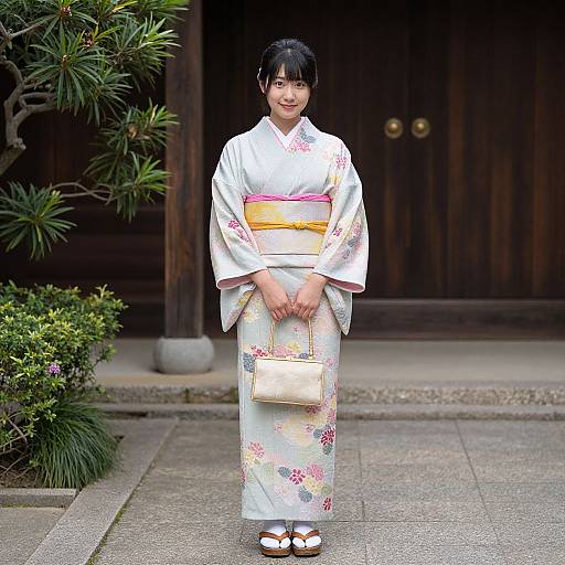 Japanese Girl in Traditional Kimono