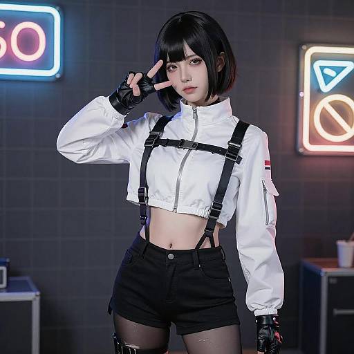 Cyberpunk Cosplay Woman in Neon