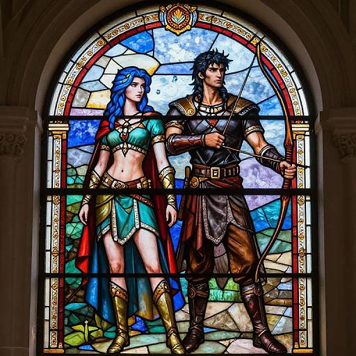 Stained Glass Huntress and Hunter