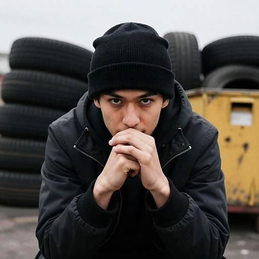 Intense Gaze in Industrial Setting