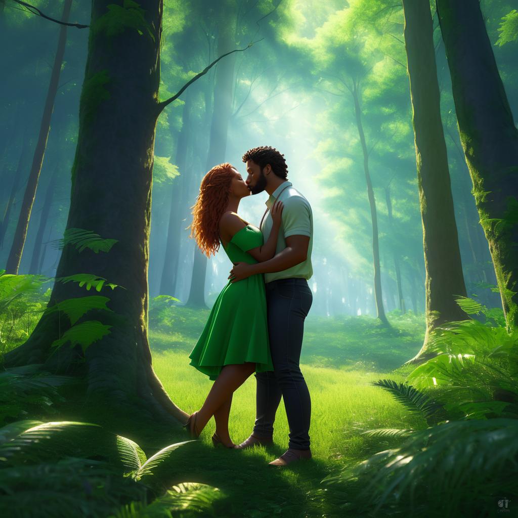 Passionate Embrace in a Forest Clearing