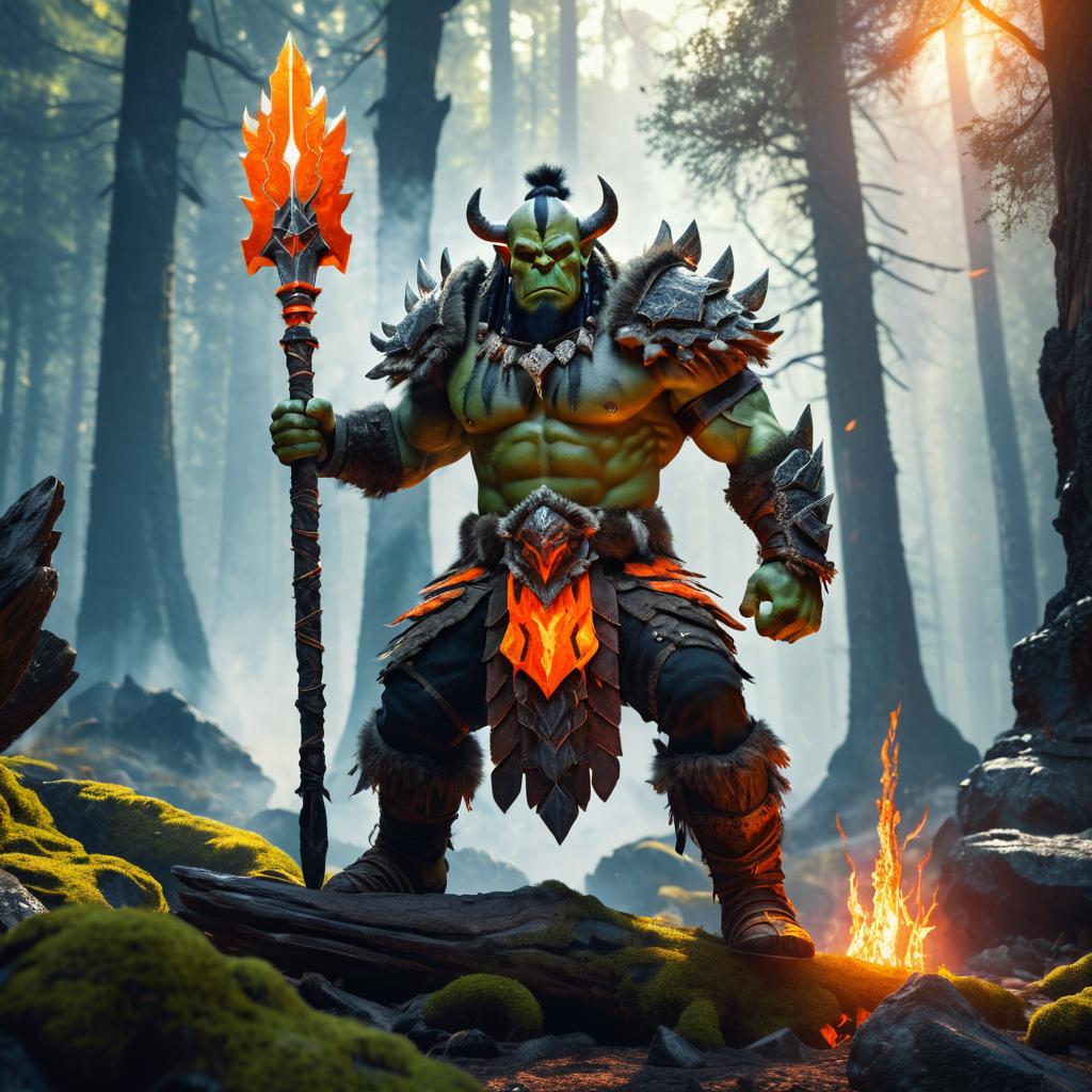 Epic Orc Shaman in Ancient Forest