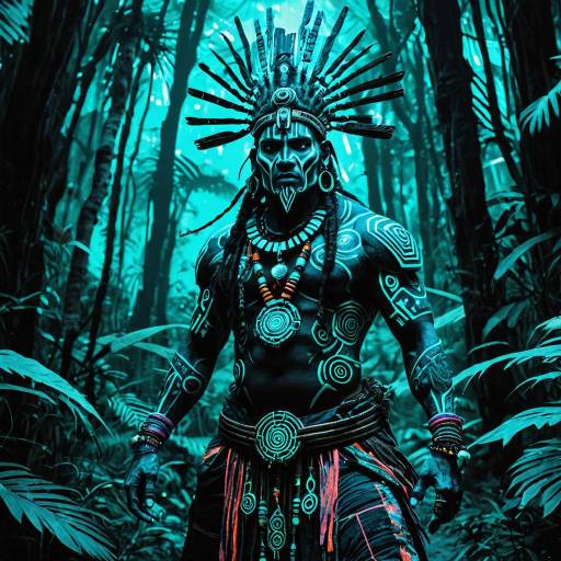 Ancient Cyber Shaman in Neon Jungle Ancient Cyber Shaman in Neon Jungle