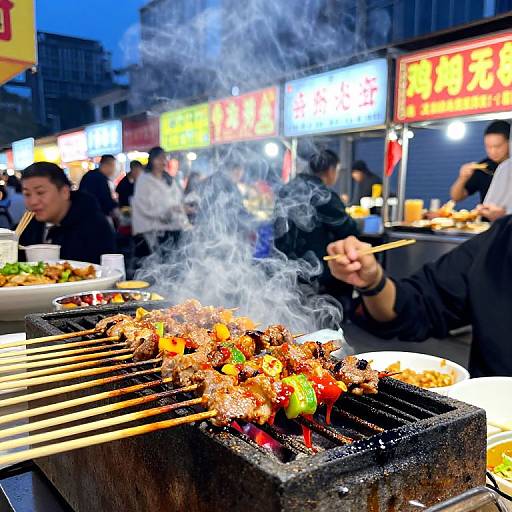 Vibrant Evening Street Food Market