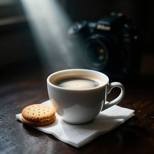 Hyperrealistic Coffee and Biscuit Scene