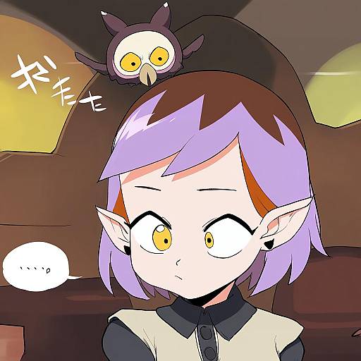 Illustration of Amity blight, the owl house in the style of Onija tarou