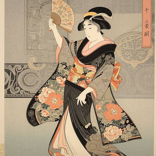 Chikanobu's Floral Kimono Elegance