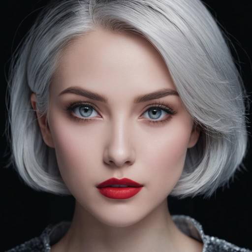 Realistic Portrait of a Girl with Grey Hair