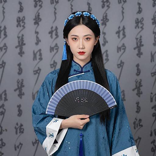 Elegant Asian Woman in Qing Dynasty Attire