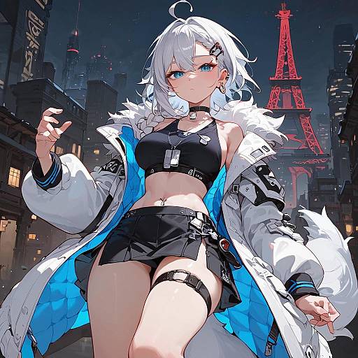 Fox-Tailed Techwear Night City Girl