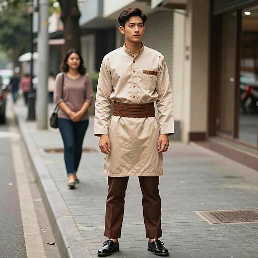 Man in Traditional Clothing Scene