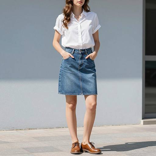 Casual Outdoor Jean Skirt Outfit Photo