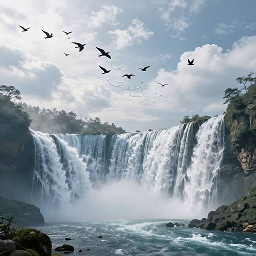 Surreal Gravity-Defying Waterfalls and Birds