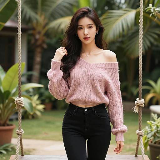 Kodansha Style Woman in Tropical Garden