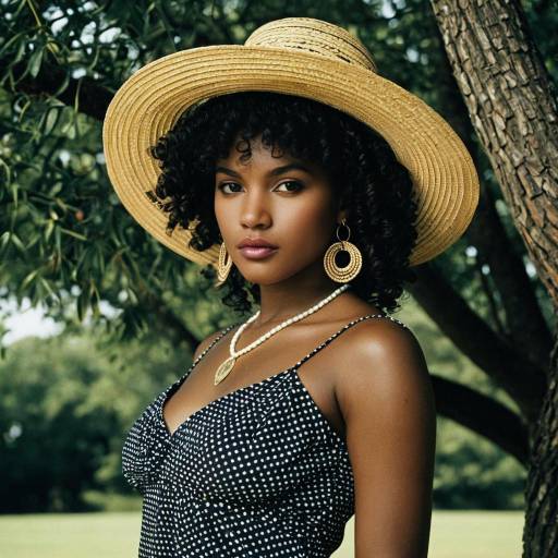 Stylish Dark-Skinned Girl with Curls