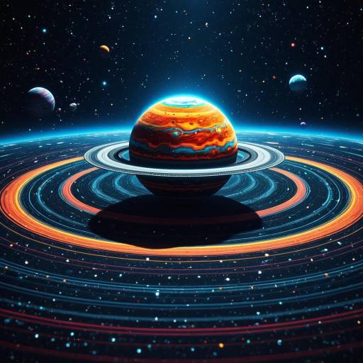 Vibrant Ringed Planet in Cosmic Space