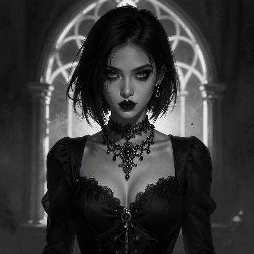 Edgy Gothic Woman with Halo