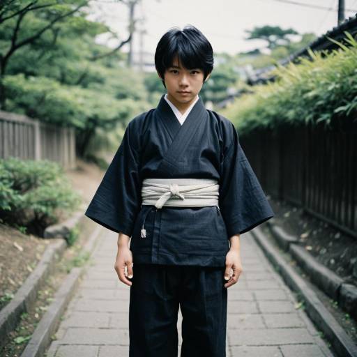 Japanese Boy in Traditional Kimono
