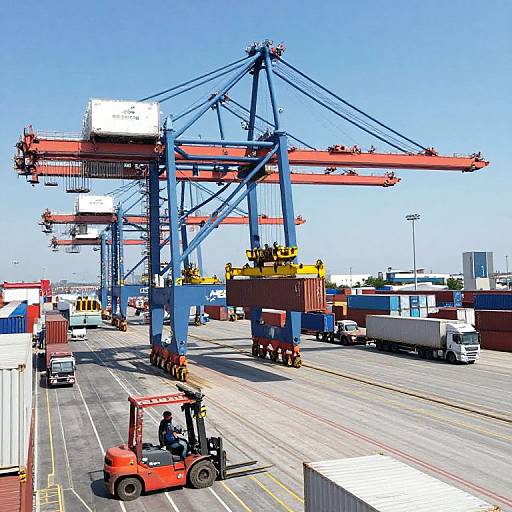 Bustling Port with Logistics Machinery