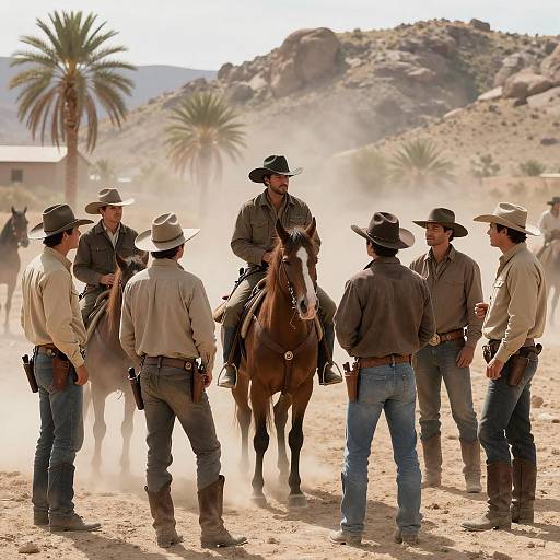 Epic Scene of Cowboys in Desert