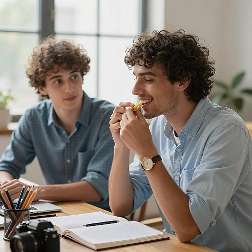 Two Men in a Bright Room Scene