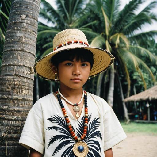 Boy in Traditional Philippine Costume Outdoors