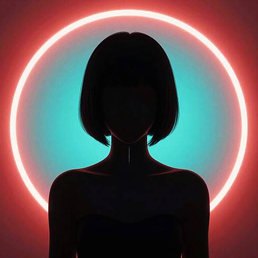 Neon-Lit Shadowy Silhouette Artwork