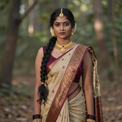 Elegant Indian Maiden in Forest Setting