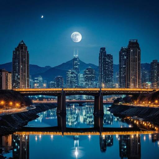 Futuristic Cityscape Under the Full Moon