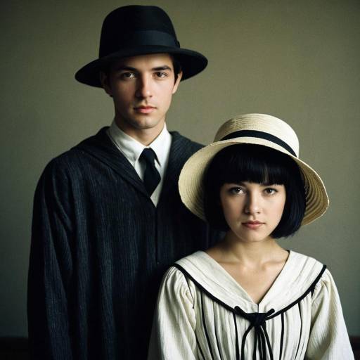 Vintage Couple in Knotted Gown Costumes with Hats