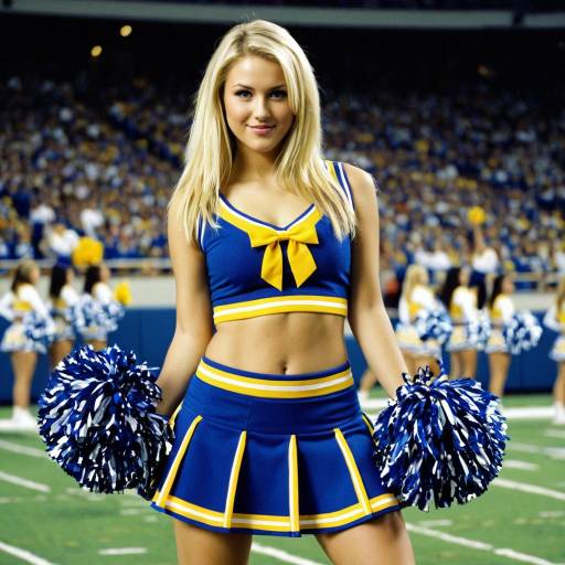 Cheerful Blonde Cheerleader in Action