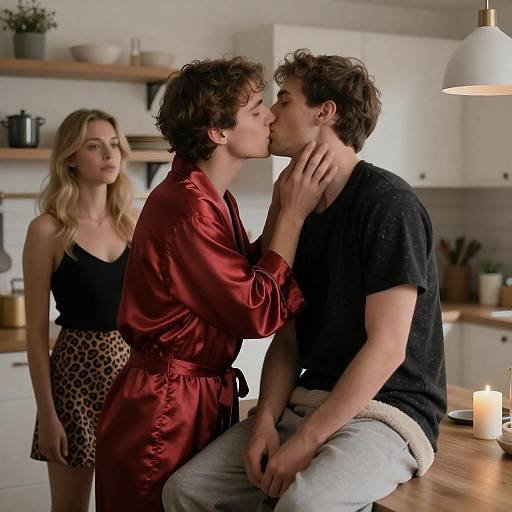 Tender Moments in a Cozy Kitchen