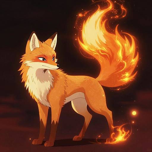 Fire Elemental Fox with Fiery Tail