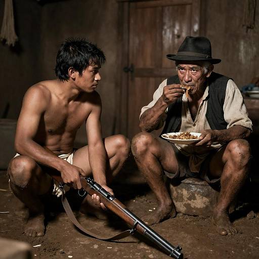 Rustic Room Encounter: A Stark Contrast