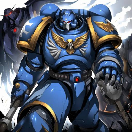 Illustration of Adeptus astartes, warhammer 40k in the style of Tsukasawa takamatsu