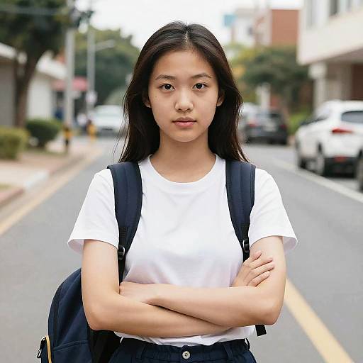 Confident young woman standing on street
