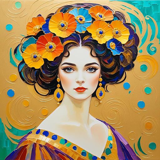 Elegant Lady in Klimt-Inspired Gouache Elegant Lady in Klimt-Inspired Gouache