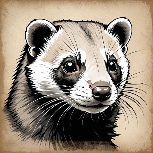 Elegant Ferret Portrait in Vintage Style