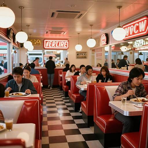 Vintage 1950s Diner Interior Scene