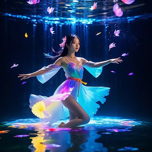 Neon Painted Martial Fairy in Water