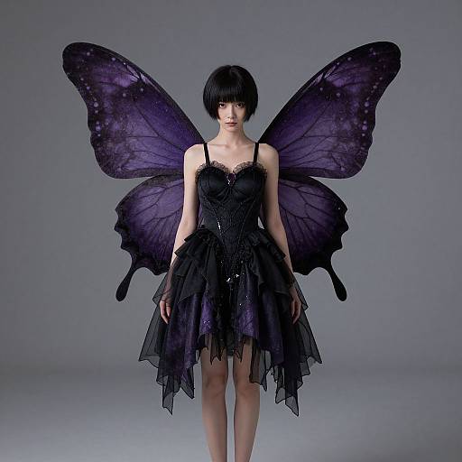 Dark Purple Fairy with Butterfly Wings