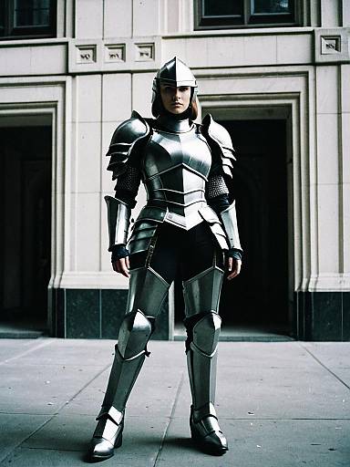 Armored Woman Standing Proudly