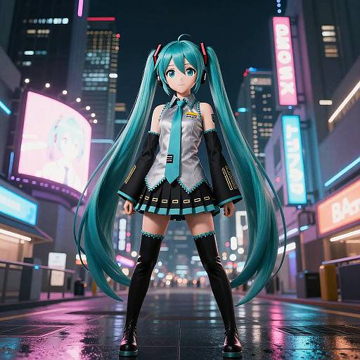 Hatsune Miku in Neon Cyberpunk City
