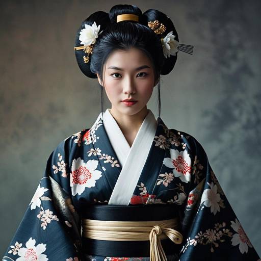 Elegant Samurai Wolf in Floral Kimono