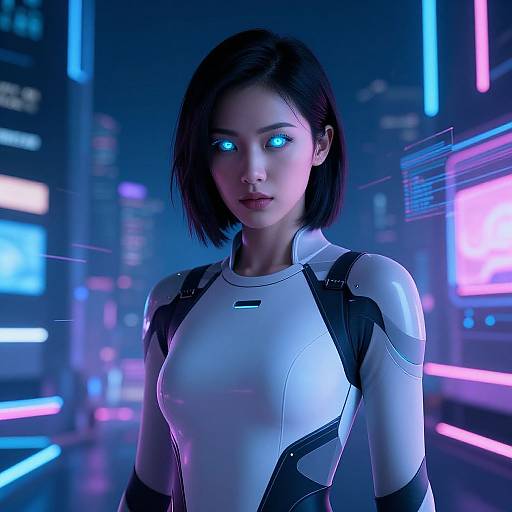 Futuristic AI Actress Cyberpunk Portrait