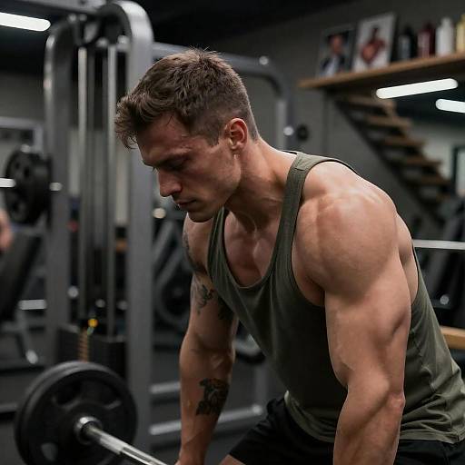 Intense Gym Scene with Muscular Man