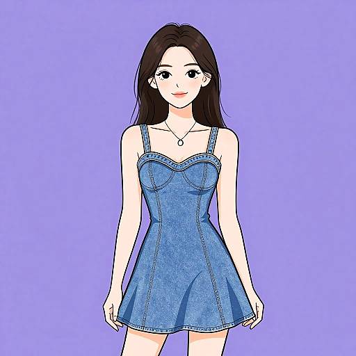 Casual Summer Woman in Denim Dress