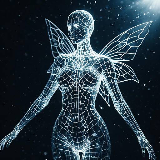 Neon Light Ethereal Fairy Silhouette